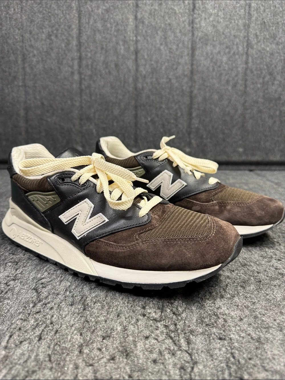 New Balance 998 Men's Brown & Cream Classic Suede Athletic Sneakers